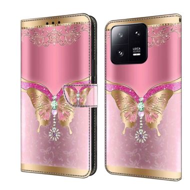 Peňaženkové puzdro Crystal na Xiaomi 13 Pro - Pink Bottom Butterfly