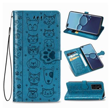 Peňaženkové puzdro Cute Cat and Dog na Huawei P40 –modrá
