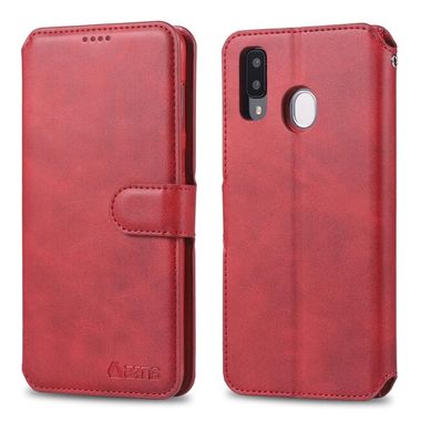 Peňaženkové puzdro Kožené na Samsung Galaxy A20e - Červená