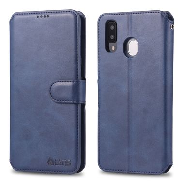Peňaženkové puzdro Kožené na Samsung Galaxy A20e - modrá