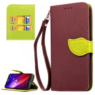 Peňaženkové puzdro Leaf na Asus Zenfone 2 ZE551ML - hnedá