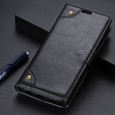 Peňaženkové puzdro Leather na Huawei P30 Lite - čierna