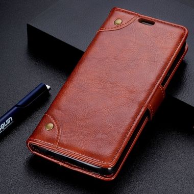 Peňaženkové puzdro Leather na Huawei P30 Lite - hnedá
