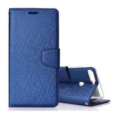 Peňaženkové púzdro Leather na Huawei Y7 Prime(2018)- modrá