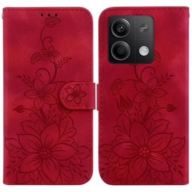 Peňaženkové kožené puzdro Lily na Xiaomi Redmi Note 13 - Červená
