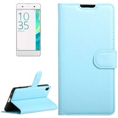 Peňaženkové púzdro Litchi Blue na Sony Xperia XA