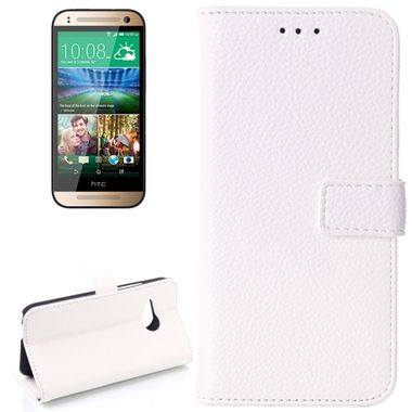 Peňaženkové puzdro Litchi na HTC One mini 2  - biela