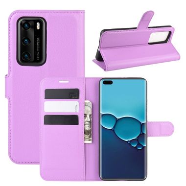 Peňaženkové puzdro Litchi na Huawei P40 –fialová