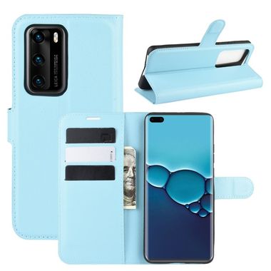 Peňaženkové puzdro Litchi na Huawei P40 –modrá