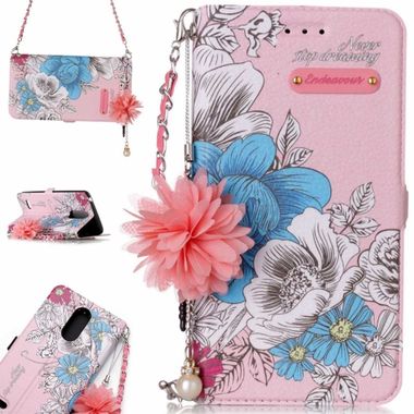 Peňaženkové puzdro Litchi na K8 (2017) - Flower Pink
