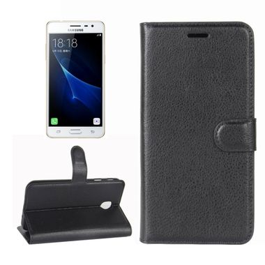 Peňaženkové puzdro Litchi na Samsung Galaxy J3(2017) - čierna