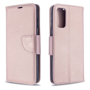 Peňaženkové puzdro Litchi na Samsung Galaxy S20 - Rose Gold