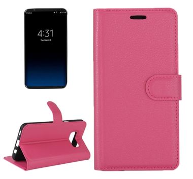Peňaženkové puzdro Litchi na Samsung Galaxy S8+ - rúžová