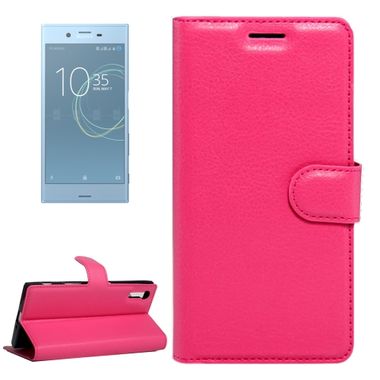 Peňaženkové puzdro Litchi na Sony Xperia XZ - rúžová