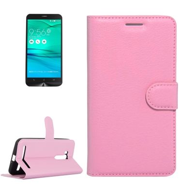 Peňaženkové púzdro Litchi Pink na Asus Zenfone GO