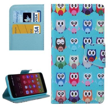 Peňaženkové puzdro Lovely Cartoon Owls na ALCATEL ONETOUCH 6045Y IDOL 3 (5.5)