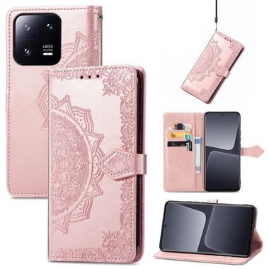 Peňaženkové puzdro Mandala Flower na Xiaomi 13 Pro - Ružové zlato