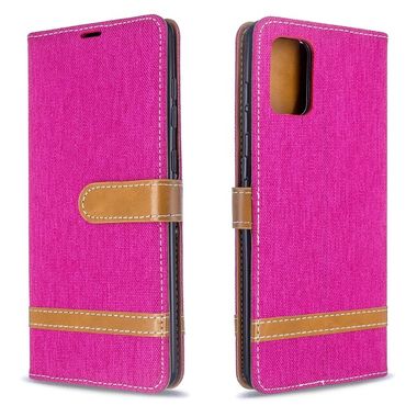 Peňaženkové puzdro Matching Denim Texture na Samsung Galaxy A71 - Rose Red
