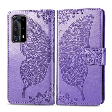 Peňaženkové puzdro na Huawei P40 Pro - Butterfly Love Flower -Light Purple
