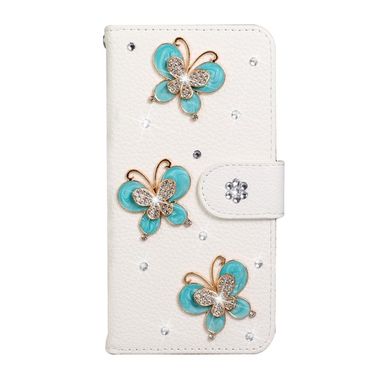 Peňaženkové puzdro na Huawei P40 - Solid Color Rhinestones -Three Butterflies
