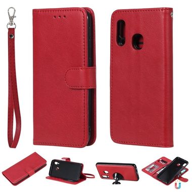 Peňaženkové puzdro na Samsung Galaxy A20e - Solid Color Horizontal -červená