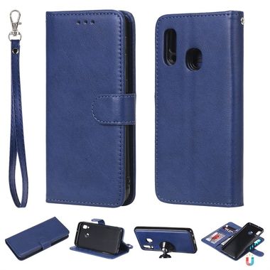 Peňaženkové puzdro na Samsung Galaxy A20e - Solid Color Horizontal -modrá