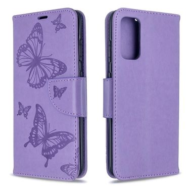 Peňaženkové puzdro na Samsung Galaxy S20-Two Butterflies Pattern -fialová