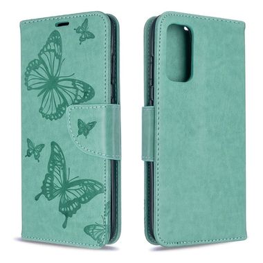 Peňaženkové puzdro na Samsung Galaxy S20-Two Butterflies Pattern -zelená