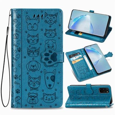 Peňaženkové puzdro na Samsung S20+ Cute Cat and Dog - modrá