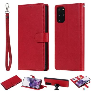 Peňaženkové puzdro na Samsung S20+ Solid Color - červená