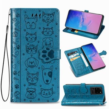 Peňaženkové puzdro na Samsung S20 Ultra - Cute Cat and Dog - modrá
