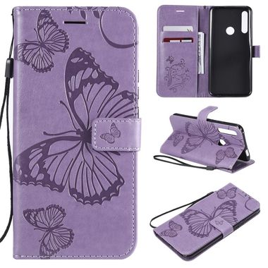 Peňaženkové puzdro Pressed Printing Butterfly Pattern na Huawei P Smart Z -fialová