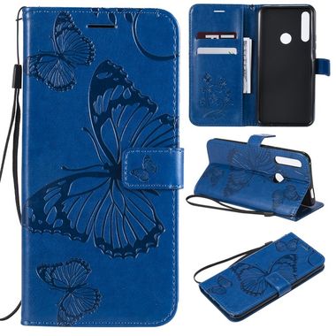 Peňaženkové puzdro Pressed Printing Butterfly Pattern na Huawei P Smart Z -modrá