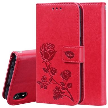 Peňaženkové puzdro Rose Embossed Horizontal na Xiaomi Redmi 7A -červené