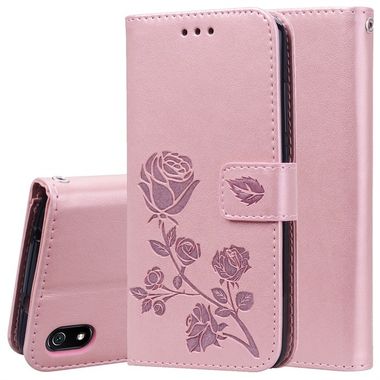 Peňaženkové puzdro Rose Embossed Horizontal na Xiaomi Redmi 7A -ružové zlato
