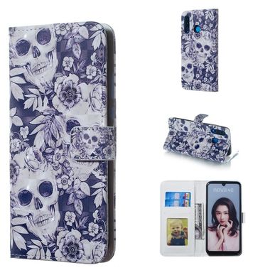 Peňaženkové puzdro Skull and Flower na Huawei P30 Lite
