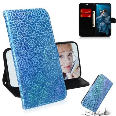 Peňaženkové púzdro Solid Color Colorful na Huawei Honor 20-modré
