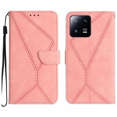 Peňaženkové puzdro Stitching na Xiaomi 13 Pro - Ružová