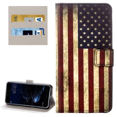 Peňaženkové puzdro USA flag na Huawei P10