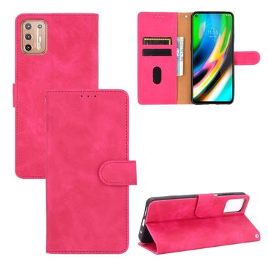 Peňaženkové kožené puzdro na Motorola Moto G9 Plus - Ružovo-Červená