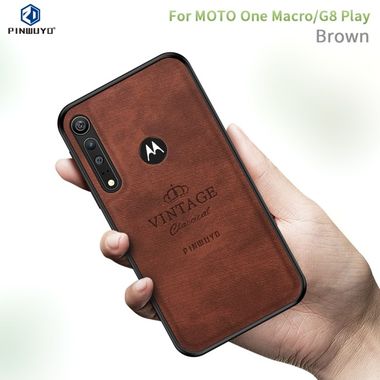 Plastový Denim kryt na Motorola Moto G8 Play - Hnedá