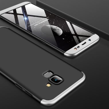 Plastový kryt Hybrid Acrylic na Samsung Galaxy J6- čierna+strieborná