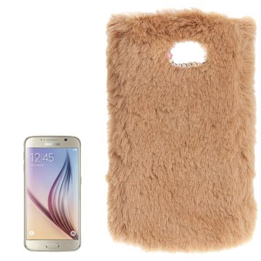 Plastový kryt kožušinka na Samsung Galaxy S6 - hnedá
