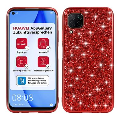 Gumený Glitter kryt na Huawei P40 Lite - Červený