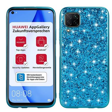 Gumený Glitter kryt na Huawei P40 Lite - Modrý