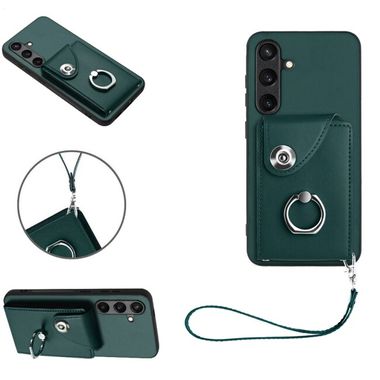 Ring Holder kryt Card Bag na Samsung Galaxy S24 Plus 5G - Zelená
