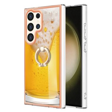 Ring Holder kryt Electroplating na Samsung Galaxy S24 Ultra 5G - Draft Beer