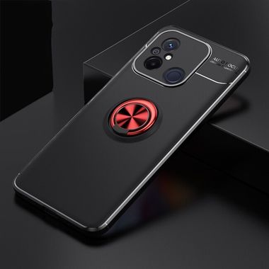 Ring Holder kryt METAL na Xiaomi Redmi 12C – Čierna a červená