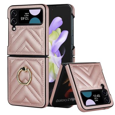 Ring Holder kryt V-shaped na Samsung Galaxy Z Flip4 - Ružové zlato