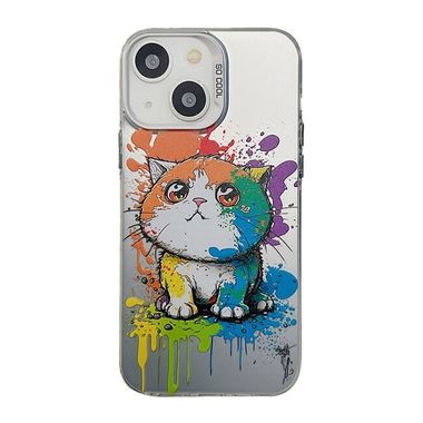 Sklenený kryt Cute Animal na iPhone 15 Plus - Looking Up Fat Cat
